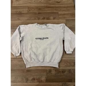 Vintage 90s Guess Jeans USA Grey Sweater Distressed Grunge